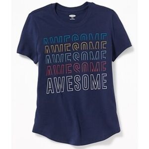 NWT Old Navy Girls Awesome Graphic Curved-Hem Tee 👕💥✨